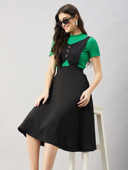 winered-women-black-pinafore-flared-dress