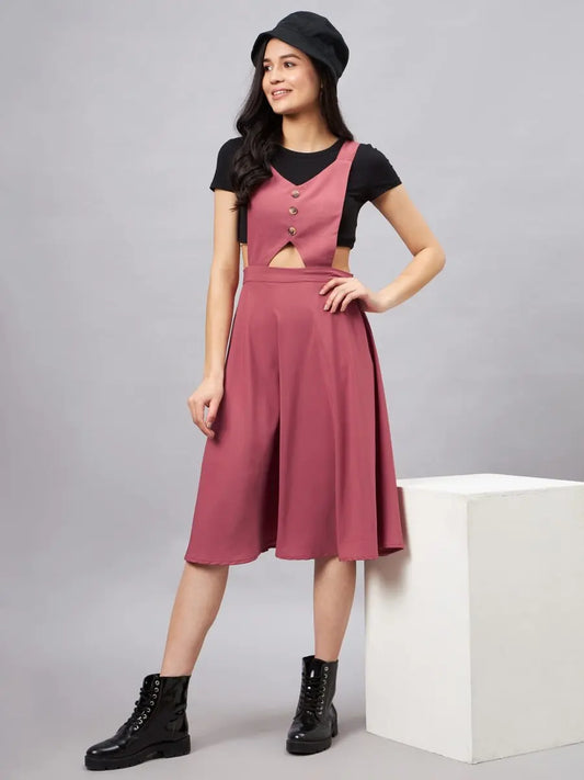 winered-women-pink-pinafore-flared-dress