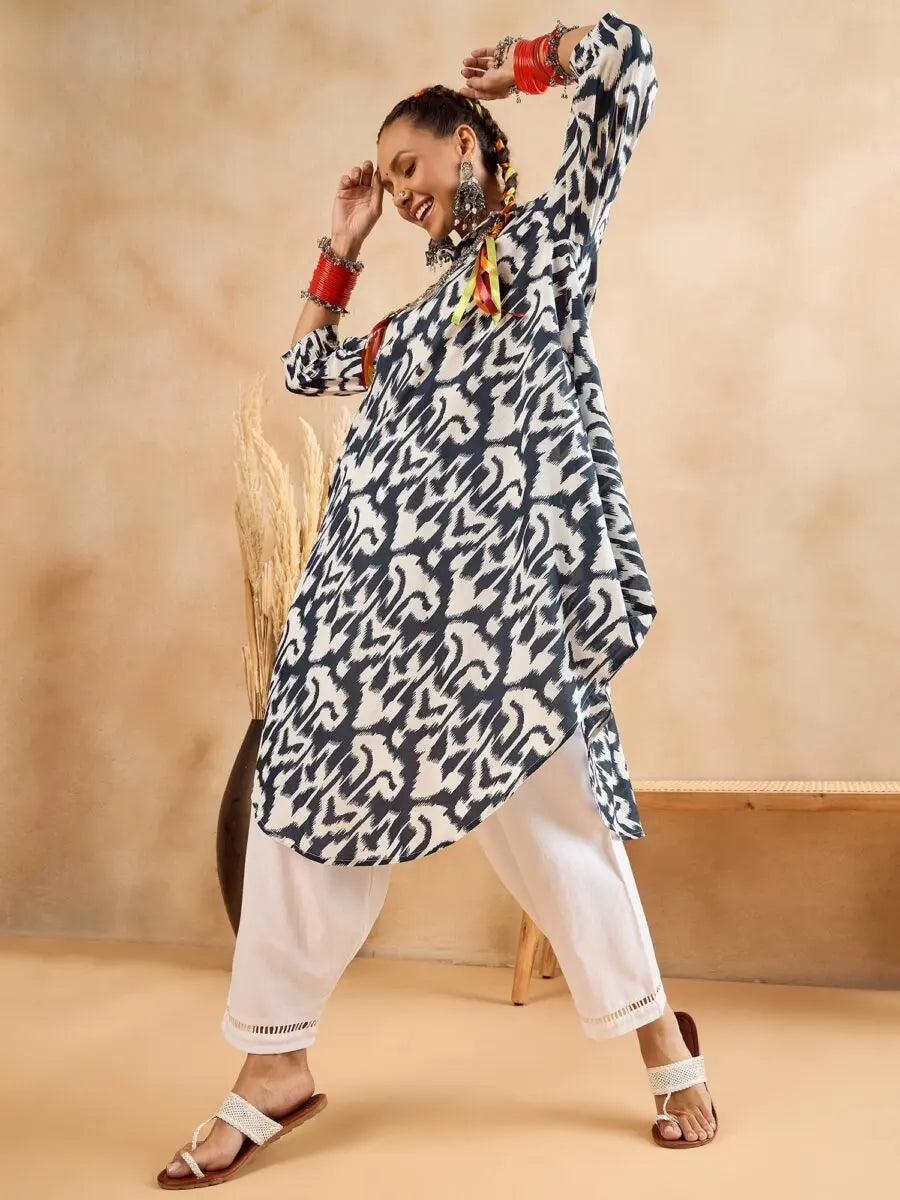 white-blue-ikat-print-oversized-pant-and-tunic-co-ord-set