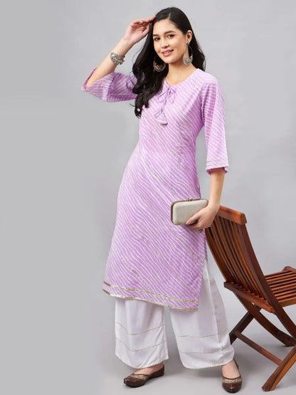 winered-women-purple-leheriya-print-with-gota-hanging-straight-kurta