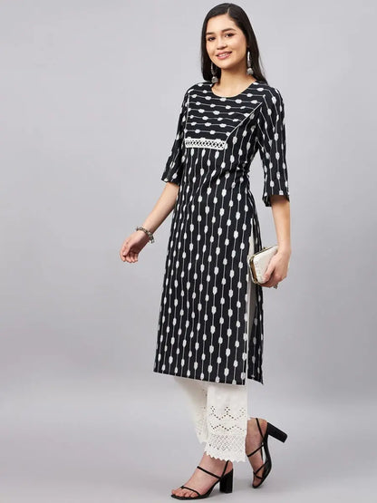 winered-women-black-ikat-print-kurta