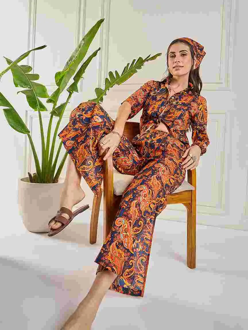 multicolor-paisley-print-stitched-front-knot-crop-shirt-flared-pant-co-ord-set-for-women