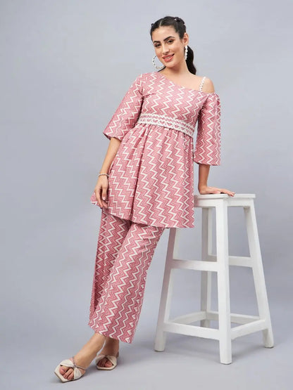 winered-woman-one-shoulder-chevron-ethnic-womens-co-ord-sets