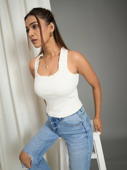 Women Cross-Back Ribbed Tank Top
