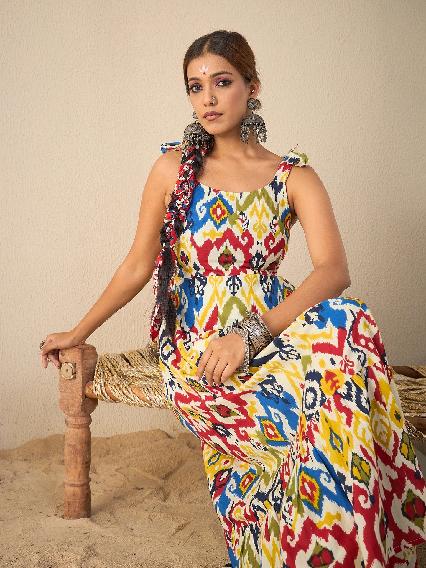 Cotton Geometric Print A-line Dress