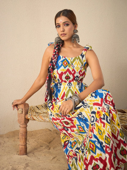 Cotton Geometric Print A-line Dress