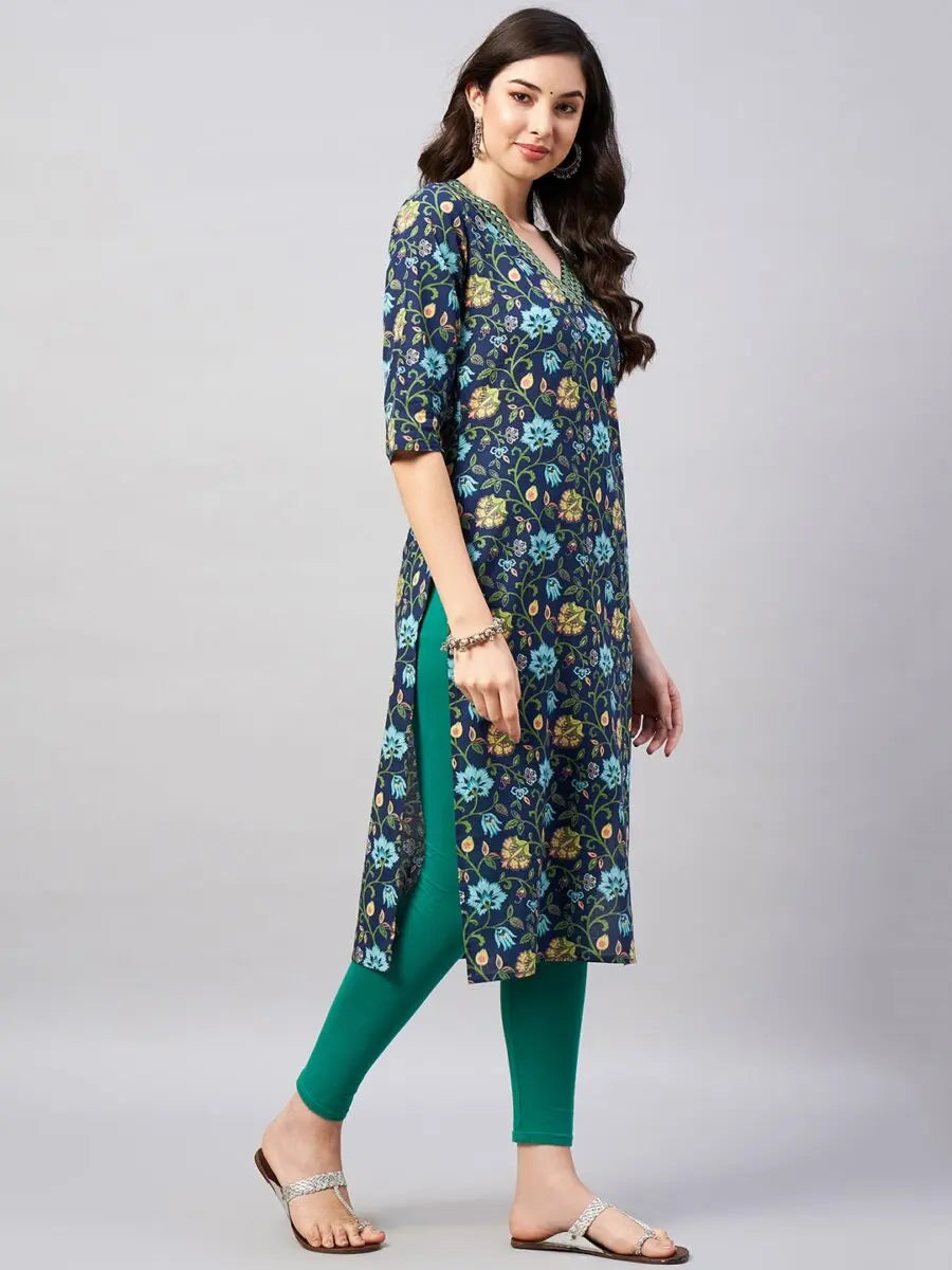 winered-kurtas-best-design-color-floral-print-v-neck-embriodered-kurta