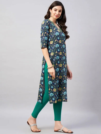 winered-kurtas-best-design-color-floral-print-v-neck-embriodered-kurta