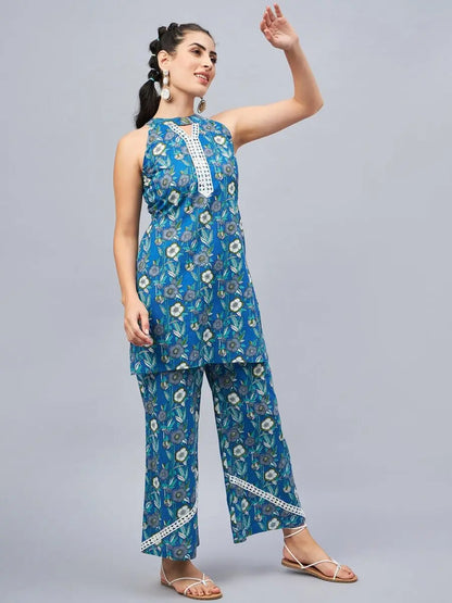 winered-woman-blue-co-ord-set-for-women-with-lace-co-ord-set