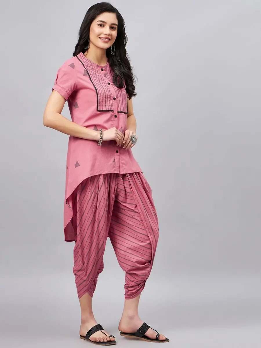 winered-hi-low-set-of-dhoti-kurta-for-women