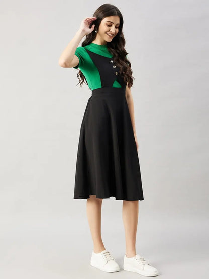 winered-women-black-pinafore-flared-dress