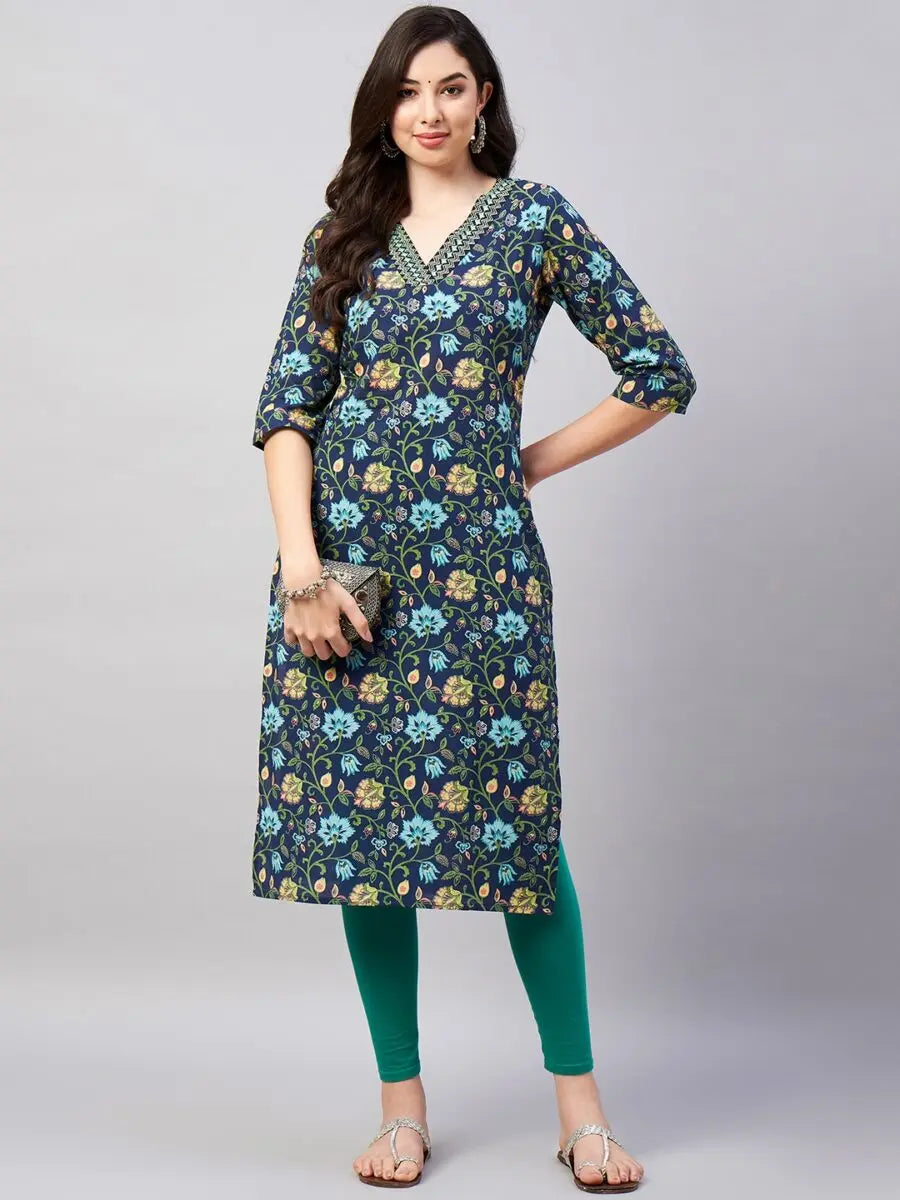 winered-kurtas-best-design-color-floral-print-v-neck-embriodered-kurta