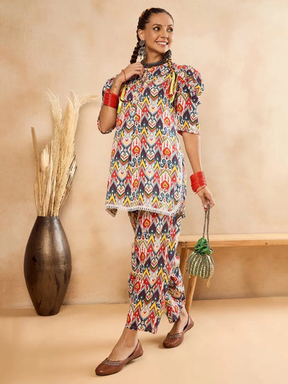 winered-woman-front-placket-multi-colour-co-ord-set