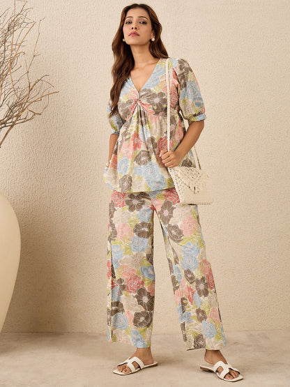 women-printed-twisted-top-with-pant-co-ord-set