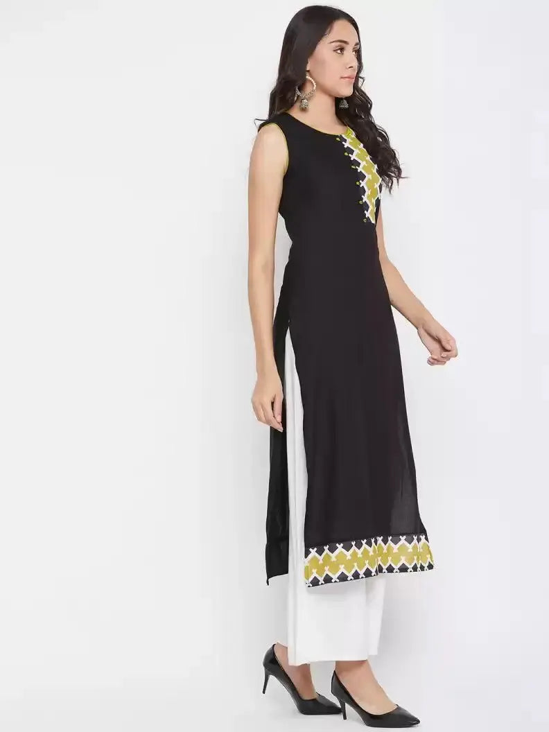 winered-black-straight-rayon-solid-kurta