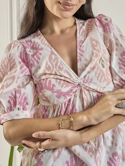 winered-women-printed-cotton-ruched-top