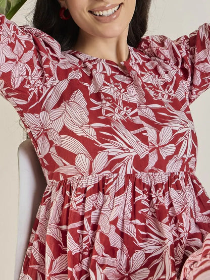 winered-women-maroon-calf-length-tiered-dress