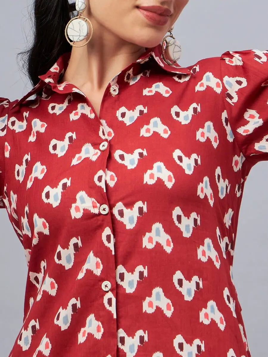 winered-rust-ikat-printed-front-opening-co-ord-set-for-women