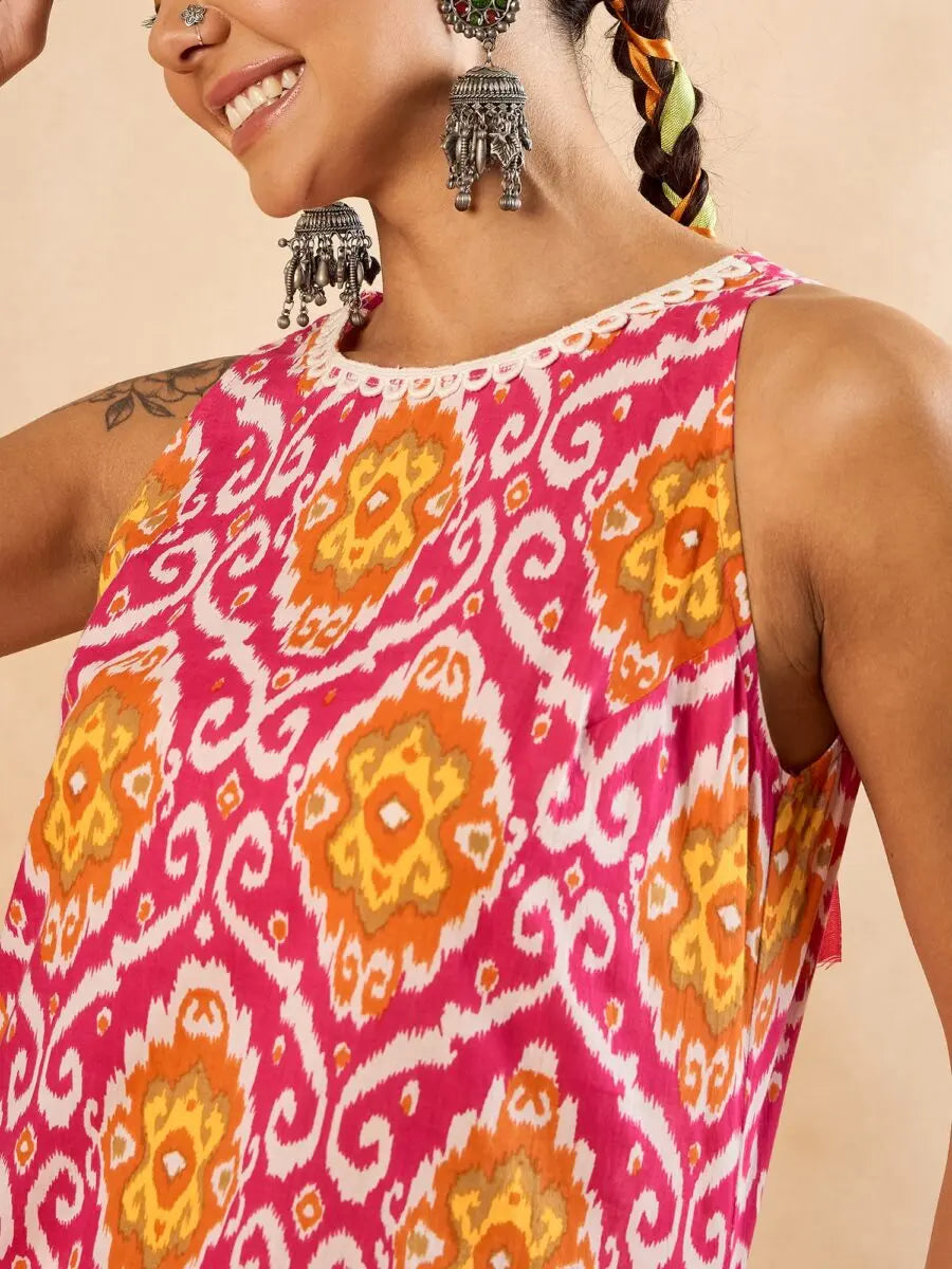 winered-woman-geometric-print-sleeveless-pink-co-ord-set