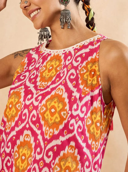 winered-woman-geometric-print-sleeveless-pink-co-ord-set