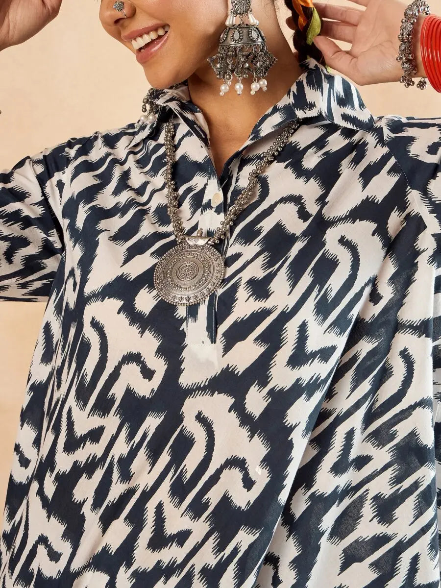 white-blue-ikat-print-oversized-pant-and-tunic-co-ord-set