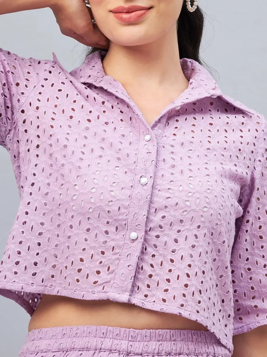 winered-woman-schiffli-shirt-shorts-co-ord-set