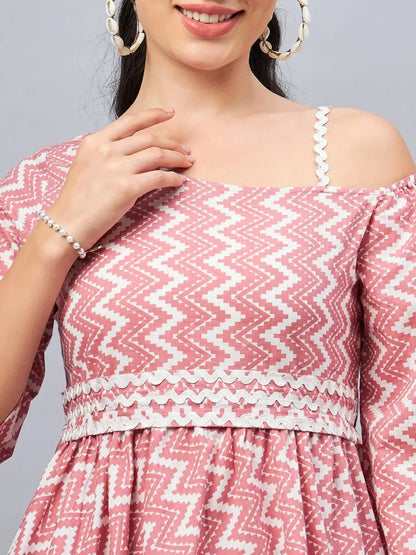 winered-woman-one-shoulder-chevron-ethnic-womens-co-ord-sets