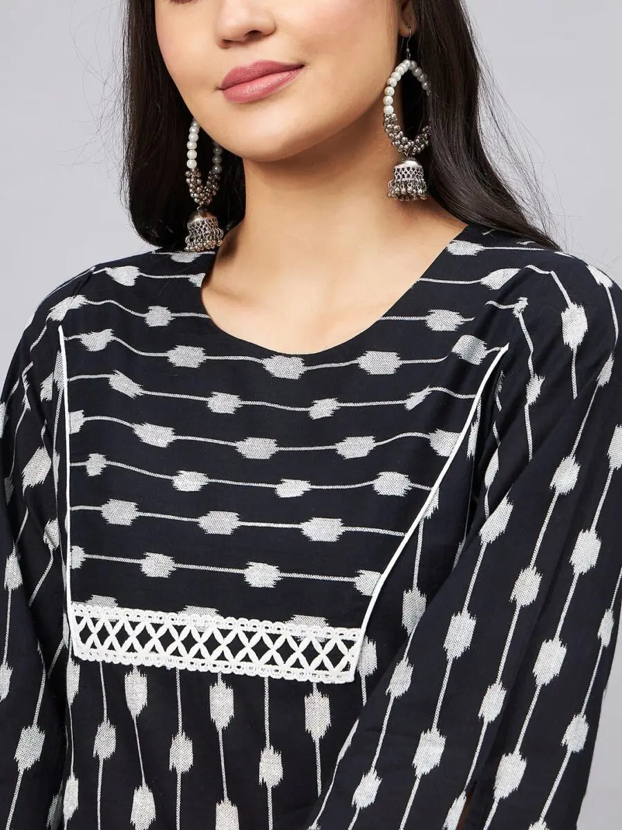 winered-women-black-ikat-print-kurta