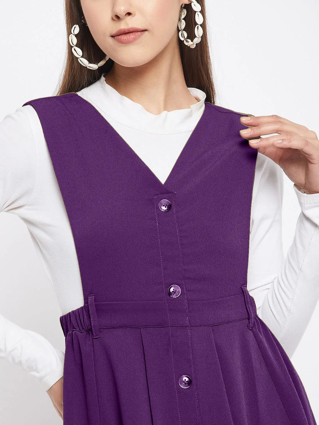 winered-women-purple-solid-pinafore-dress-with-button