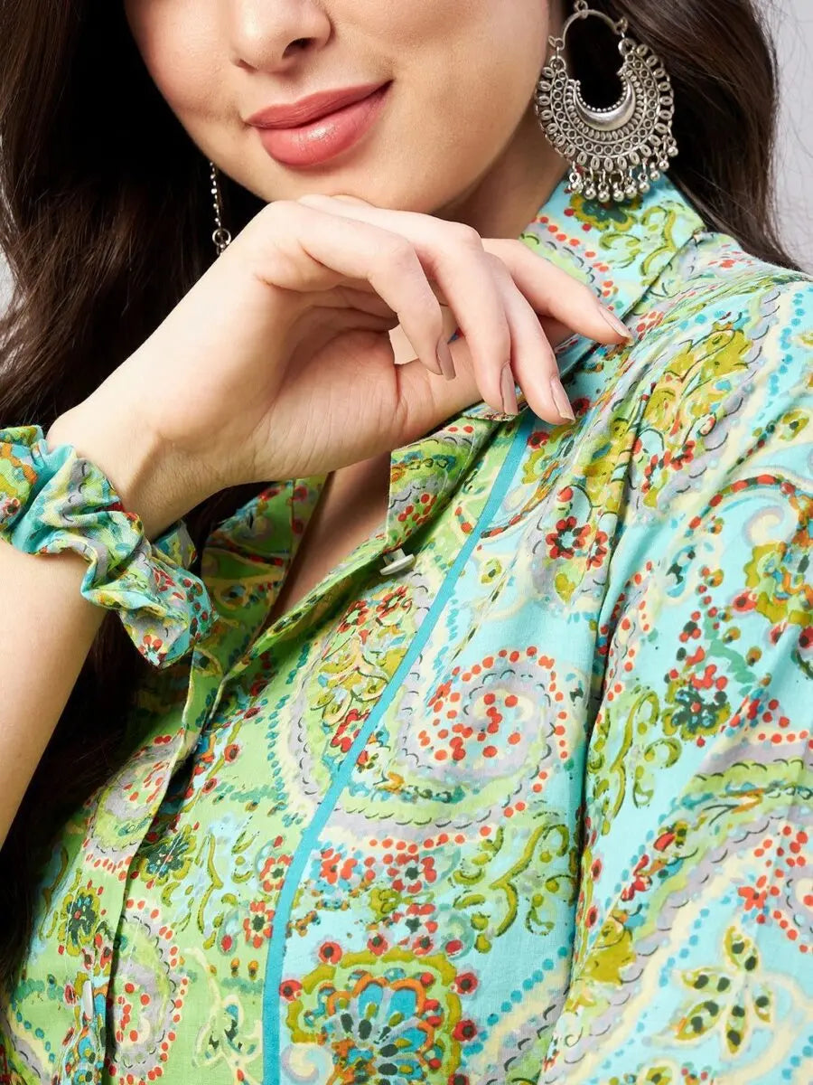 winered-paisley-print-hi-low-two-piece-outfits-for-women-with-scrunchies