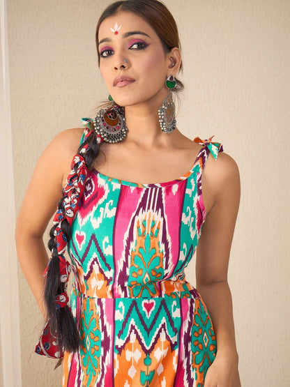 Women Cotton Geometric Print A-line Dress