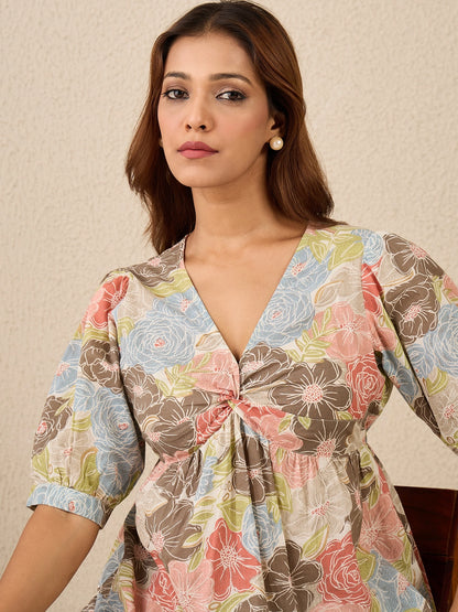 women-printed-twisted-top-with-pant-co-ord-set