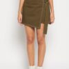 Winered Women Olive Mini Wrap Skirt With Adjuster
