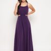 Winered Purple Crepe Cut Out Long Dress