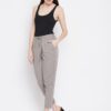 Winered Grey Regular Fit Cotton Solid Trouser