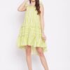Winered Green a Line Pure Cotton Striped Dress