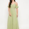 Winered Light Green Crepe Long Dress