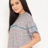 Winered Grey Printed Cotton Boxy Top