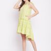Winered Green a Line Pure Cotton Striped Dress