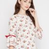 Winered White Floral Print Rayon Regular Top