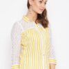 Winered Yellow Striped Rayon Shirt Style Top