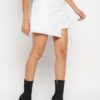Winered Women White Mini Wrap Skirt With Adjuster
