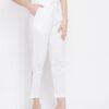 Winered White Regular Fit Cotton Solid Plain Trouser