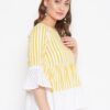 Winered Yellow Striped Rayon Empire Waist Top