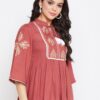 Winered Maroon Embroidered Rayon Regular Top