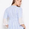 Winered Blue Striped Rayon Empire Waist Top