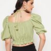 Winered Light Green Ruched Crop Top