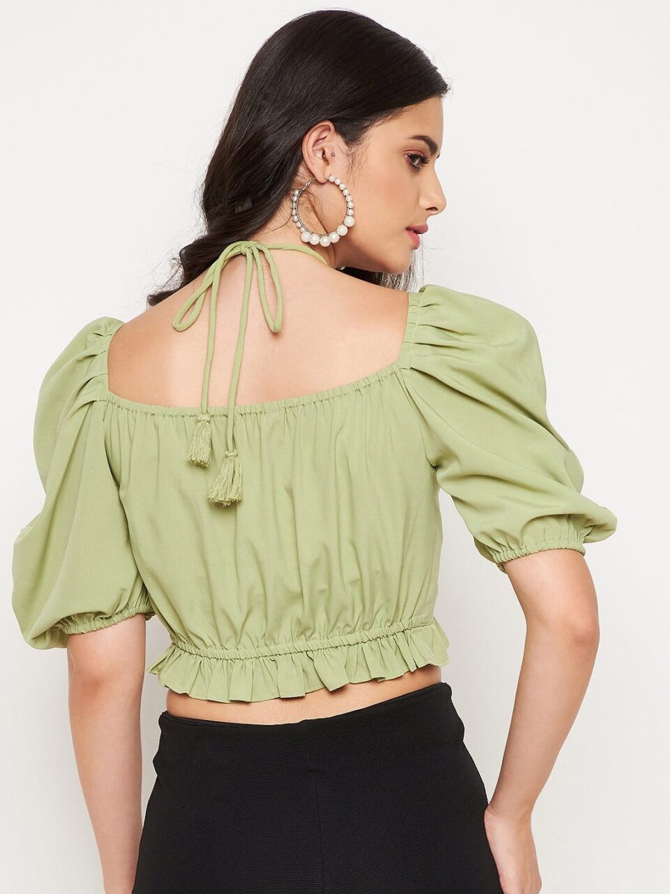 Light Green Ruched Crop Top