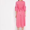 Winered Pink Gathered Rayon Embroidered Dress