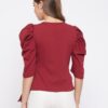 Winered Maroon Solid Polyester Wrap Top